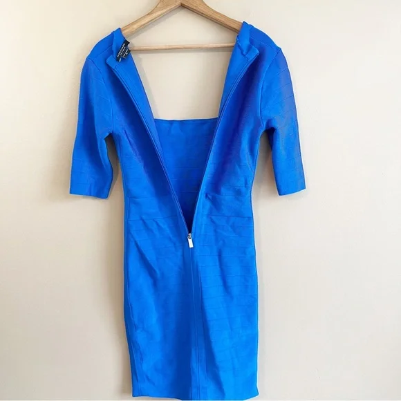 MARCIANO royal blue bandage dress size medium bodycon with sleeves - Picture 10 of 14